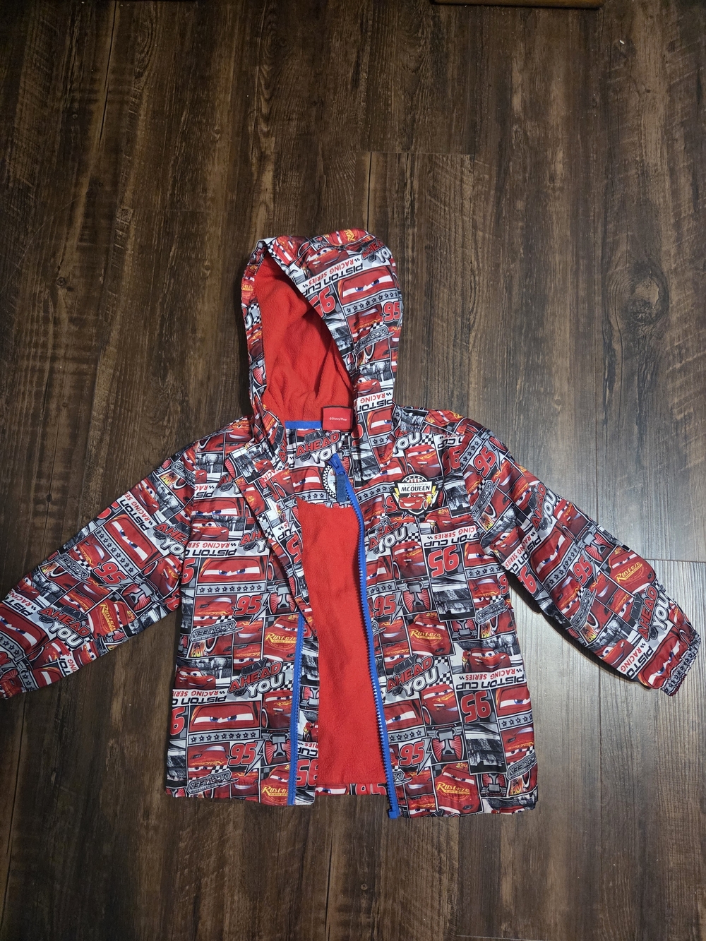 George Red and Blue Kids Lightning McQueen Hooded Jacket